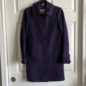 Burberry Single Breasted Purple Wool Coat / SZ 4